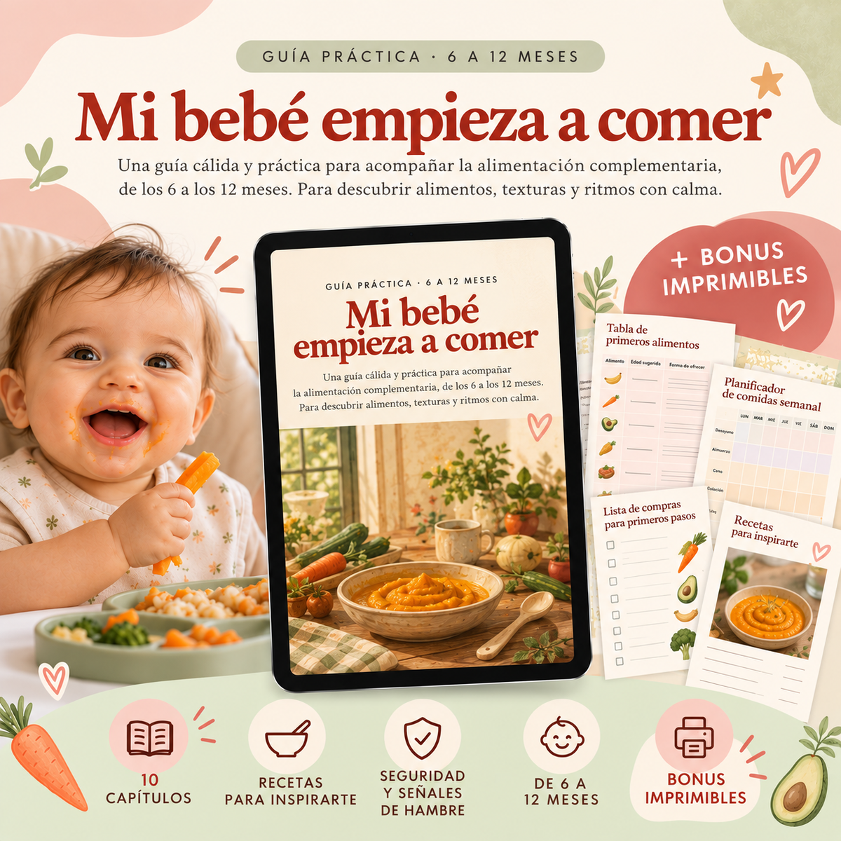 MI BEBÉ EMPIEZA A COMER - Guía práctica de Alimentación Complementaria + Imprimibles 🎁